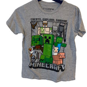 Boys Official Minecraft Short Sleeve Tee Gray M